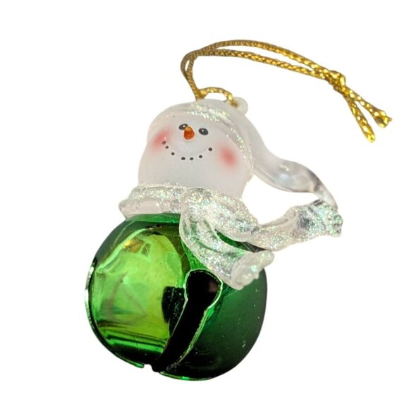 Jingle Buddies Green Snowman Bell Ornament Festive Holiday Decor 3” Hanging - Picture 1 of 5